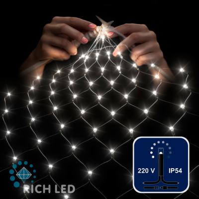 Светодиодная сетка RichLed 2*4 м, 220 В, 8 режимов свечения, цвет белый