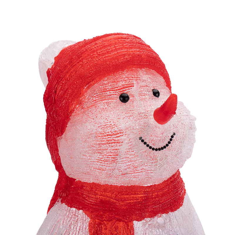 Качественная картинка Акриловая светодиодная фигура Снеговик в синих варежках 31х25х59 см, IP65 NEON-NIGHT