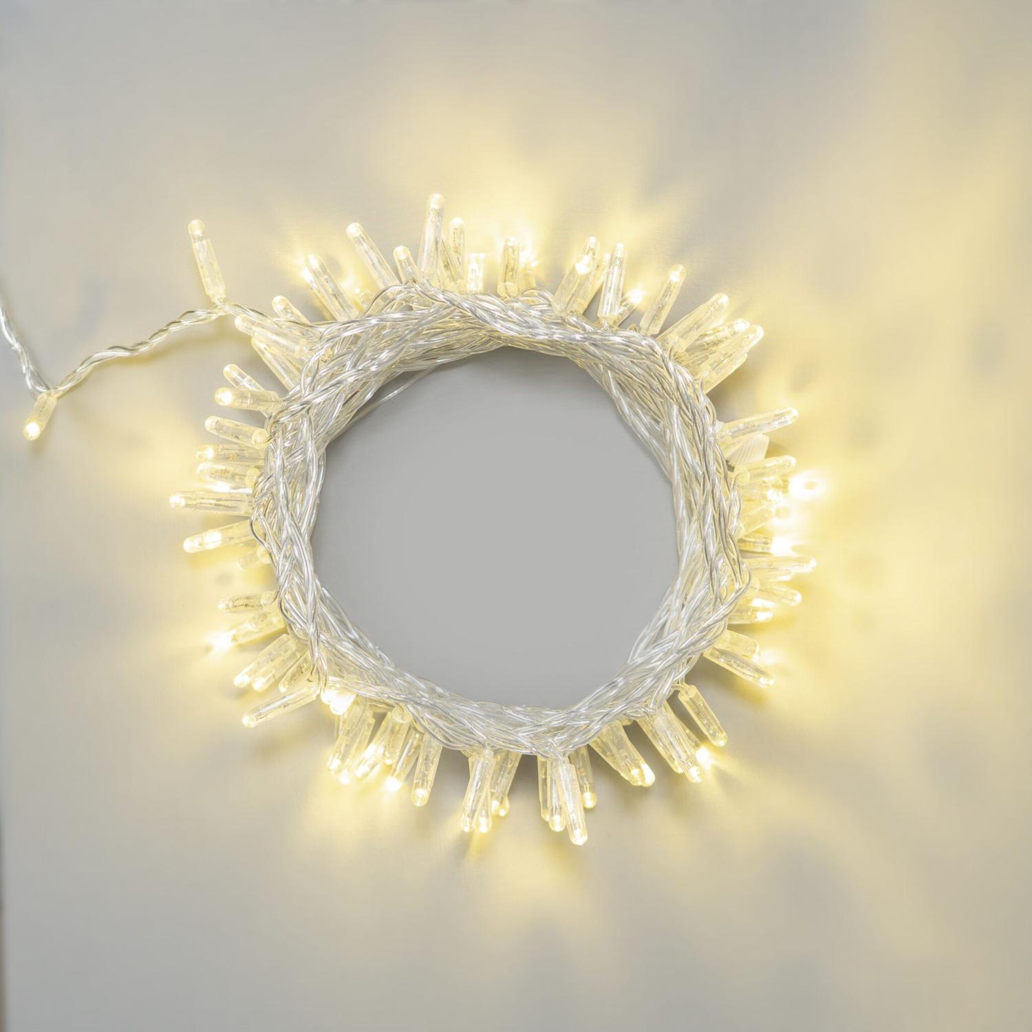 Качественная картинка Светодиодная нить Laitcom, с колпачком 10м, 100 LED, 24V, IP65, прозр. пр., шампань