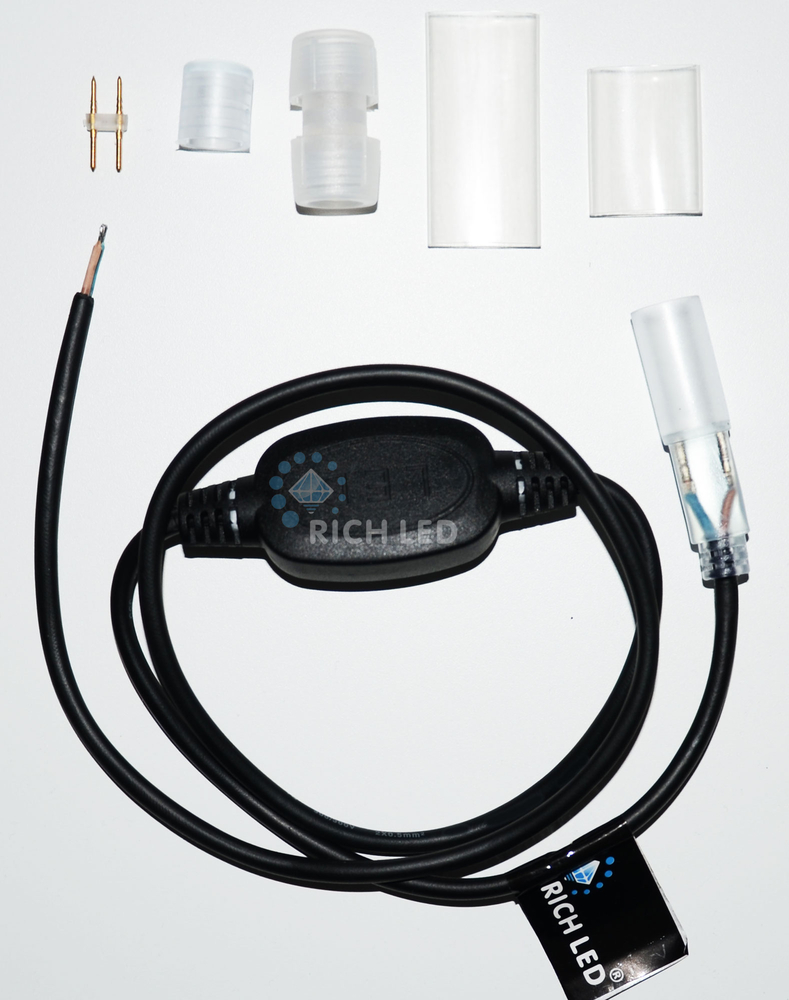 Качественная картинка Комплект подключения для 2-х проводного дюралайта RichLed, без вилки, белый, до 50м, 1 А