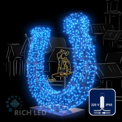 Светодиодные гирлянды RichLed Нить 10 м, 220 В, пост.свеч, IP65, герм. колп, прозр.провод, синий