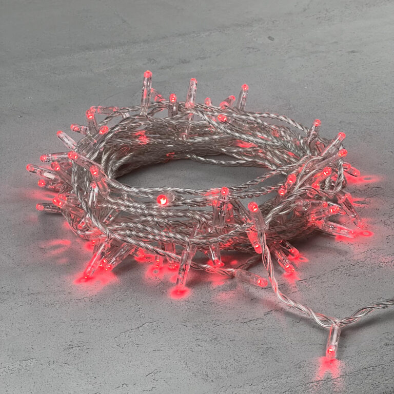 Качественная картинка Светодиодная нить с колпач. Laitcom, 10 м, 220В, IP65, 100 led, прозрачный провод, красная