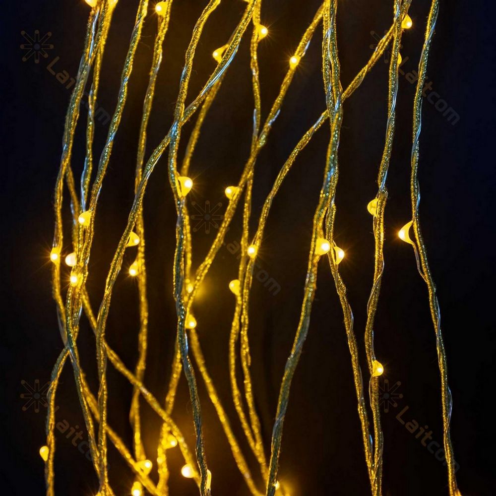 Качественная картинка Светодиодная гирлянда Laitcom "Конский хвост", 1,5м., 12V, 350 LED, IP 67, желт. шнур, желтый
