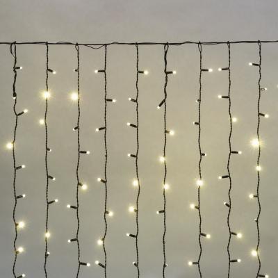 Светодиодный занавес NEON-NIGHT 2х1,5м ТЕПЛЫЙ БЕЛЫЙ, черный ПВХ, IP65, постоянное свечение, 230В