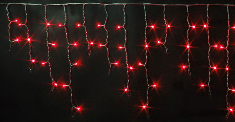 Качественная картинка Светодиодная бахрома RichLed 3*0,5 м, 220 В, мерцание, цвет красный, IP54, прозрачный провод