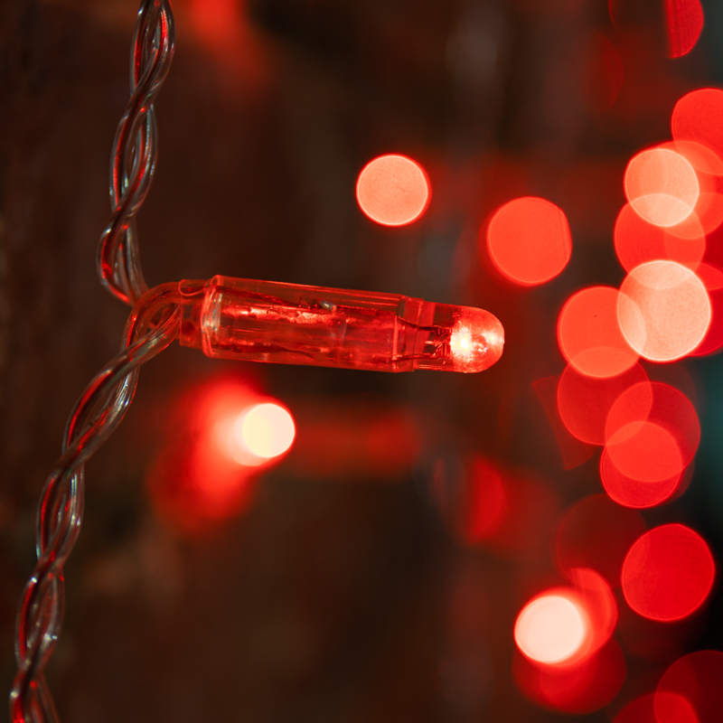 Качественная картинка Светодиодный занавес NEON-NIGHT 2х1,5м КРАСНЫЙ, прозрачный ПВХ, IP65, постоянное свечение, 230В