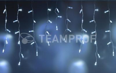 Светодиодная бахрома Teamprof 3х0.6м, IP65, герм.колп.,мерцание, прозрачный провод,белая