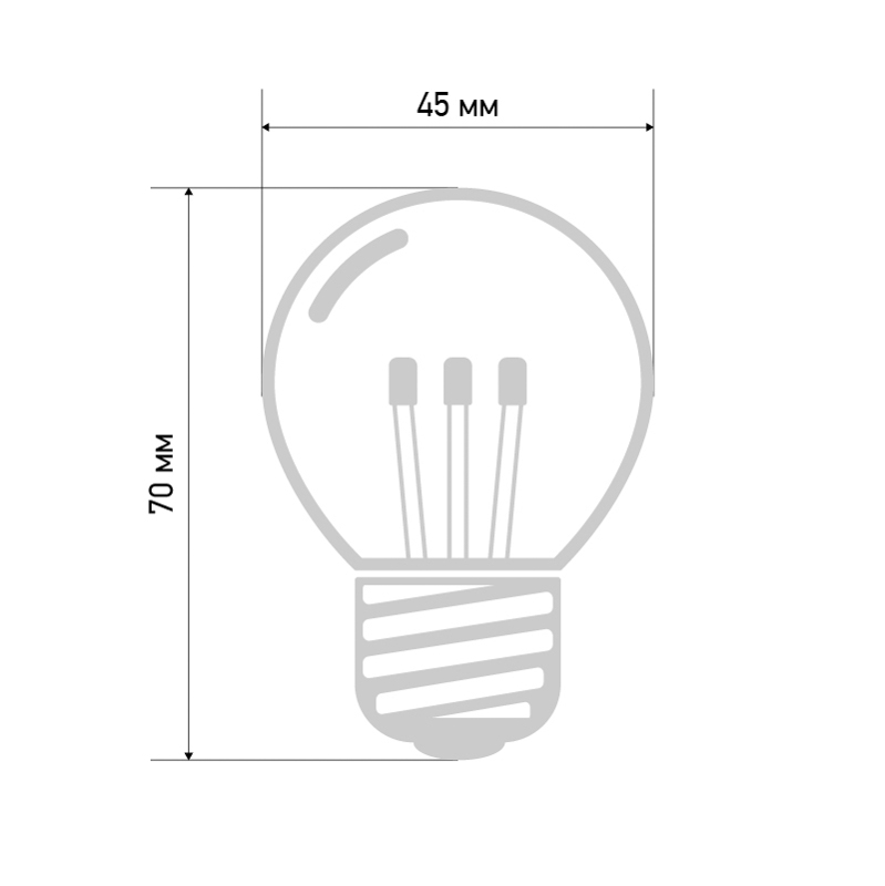 Качественная картинка Ретро-лампа светодиодная диаметр 45мм, E27, 6 LED, 2Вт, ТЕПЛЫЙ БЕЛЫЙ, прозрачная колба, 230В NEON-NI