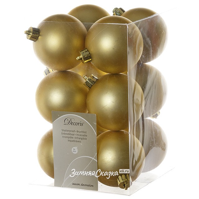 Качественная картинка Набор пластиковых шаров Laitcom, матовые, 60 мм, 12 шт, золото