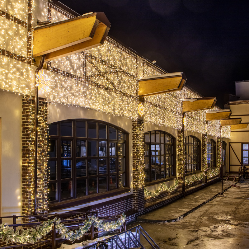 Качественная картинка Светодиодный занавес NEON-NIGHT 2х3м ТЕПЛЫЙ БЕЛЫЙ, белый ПВХ, IP65, мерцание, 230В