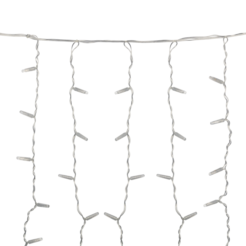 Качественная картинка Светодиодный занавес NEON-NIGHT 2х0,8м ТЕПЛЫЙ БЕЛЫЙ, прозрачный ПВХ, IP65, мерцание, 230В