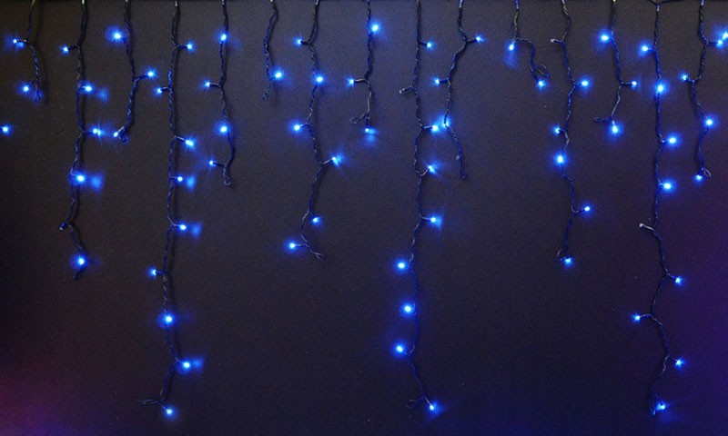 Качественная картинка Светодиодная бахрома Rich LED 3*0,9 м, 220 В, мерцание, цвет синий, IP 54, черный провод