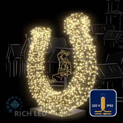 Светодиодные гирлянды RichLed Нить 10 м, 220 В, статика, IP65, герм. колп, золотой провод, т.белый
