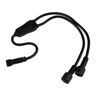 Разветвитель-Y (шнур) для уличных гирлянд (1 вход, 2 выхода) черный ПВХ NEON-NIGHT