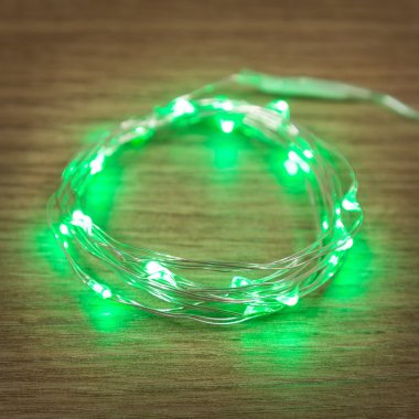 Светодиодная гирлянда Роса Neon-Night, 2м, 20 LED, ПВХ, IP20, 2хCR2032 (в комплекте), зеленый