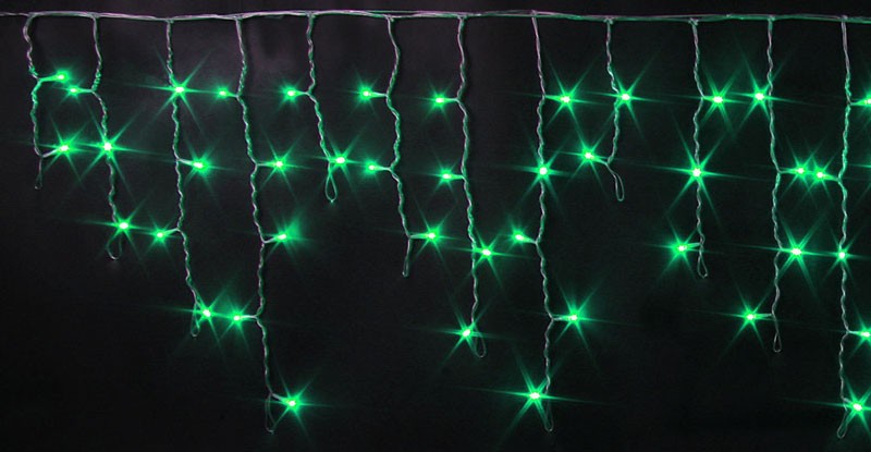 Качественная картинка Светодиодная бахрома Rich LED 3*0,5 м, 220 В, пост. свечение, цвет зеленый, IP54, черный провод