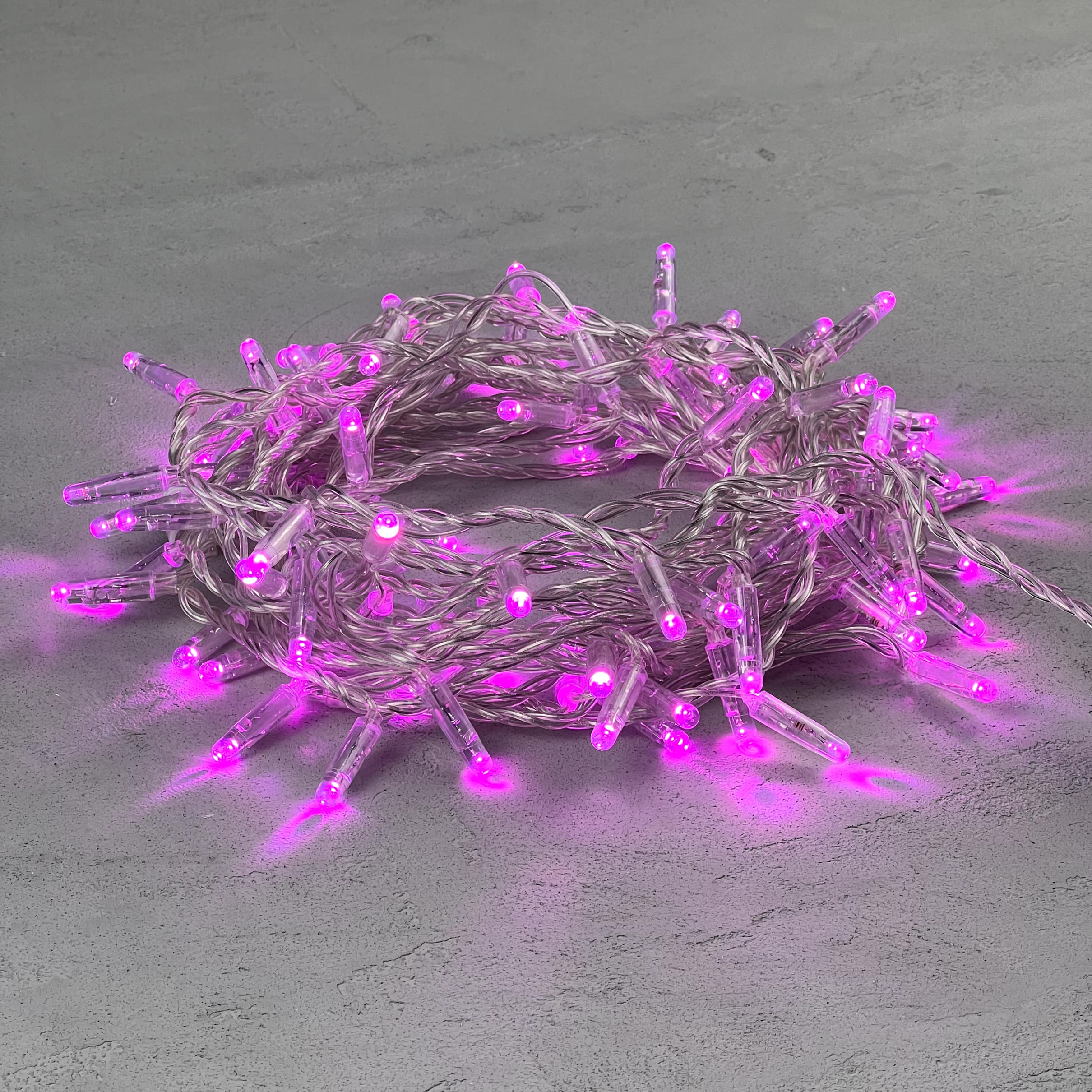 Качественная картинка Светодиодная нить Laitcom, с колпачком 10м, 24V, 100 LED, IP65, прозр.провод, розовый