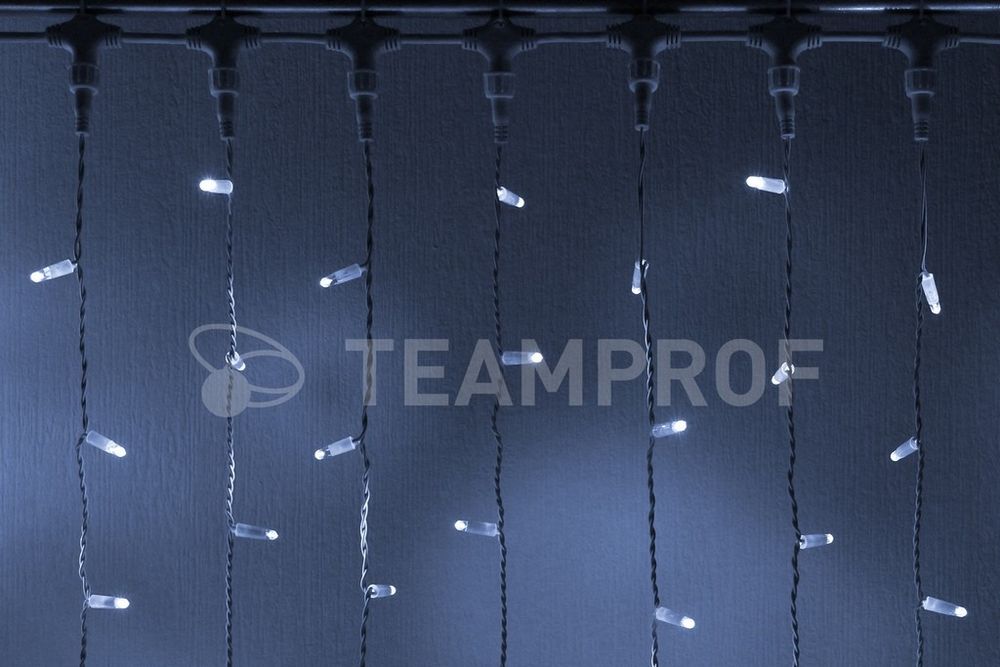 Качественная картинка Светодиодный занавес Teamprof 2х6м, статика, белый провод, белый