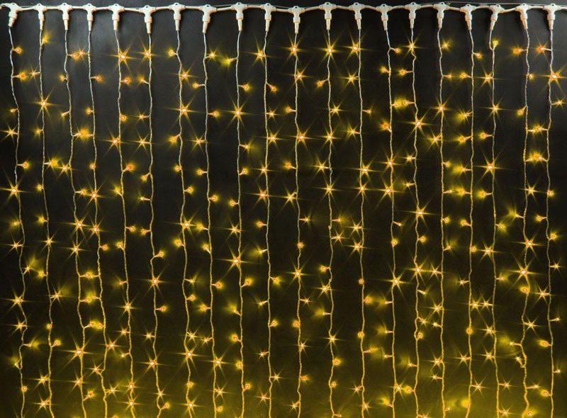 Качественная картинка Светодиодный занавес RichLed, 2*1,5 м облегченный, 220 В, пост. свечение, IP54, цвет желтый