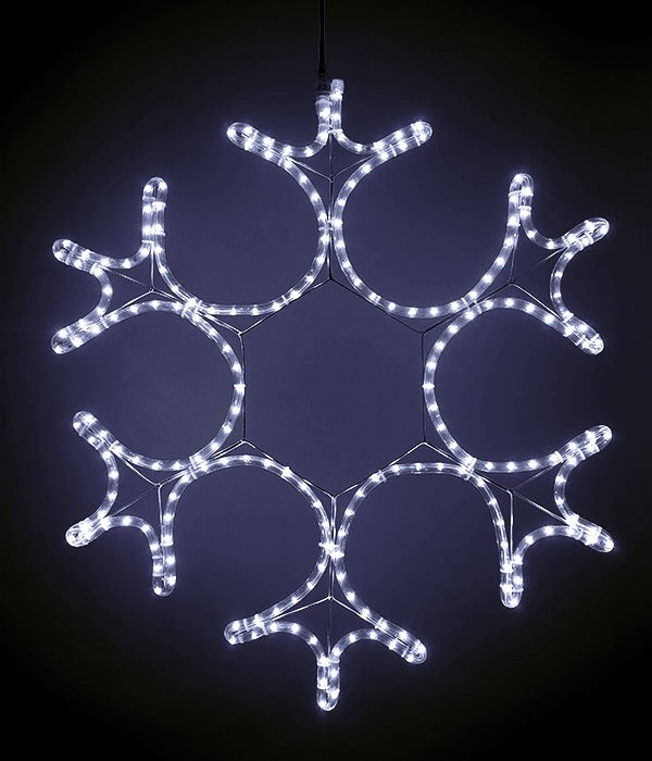 Качественная картинка Снежинка светодиодная "Ажурная" Laitcom Ø0,55м Белая, Дюралайт на Металлическом Каркасе, IP54