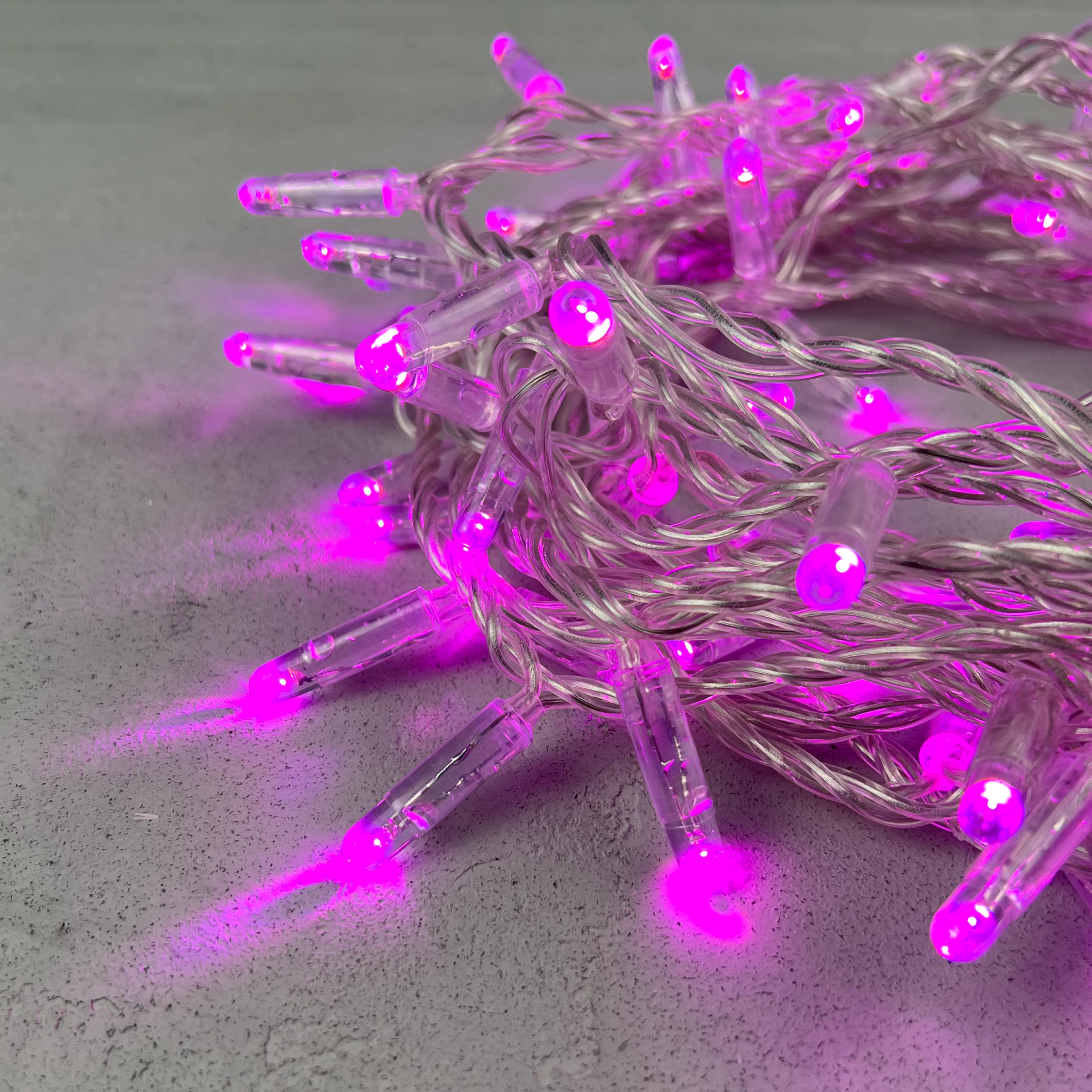 Качественная картинка Светодиодная нить Laitcom, с колпачком 10м, 24V, 100 LED, IP65, прозр.провод, розовый