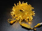 Светодиодная гирлянда нить Teamprof, 10 м,100 LED, 24В, статика, золот.провод, герм.колп.,тепл.белая
