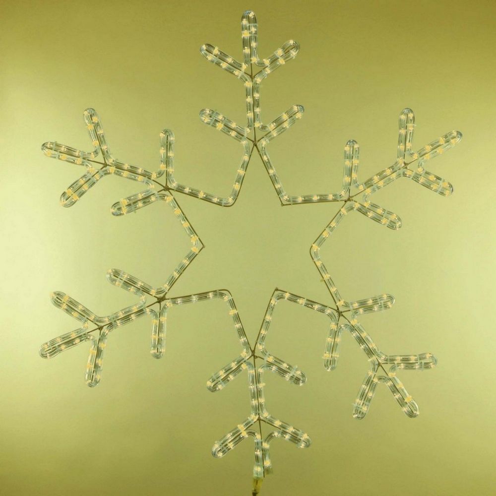 Качественная картинка Снежинка светодиодная "Путеводная Звезда" Laitcom Ø0,8м Т.Белая, Дюралайт на Металл. Каркасе, IP54