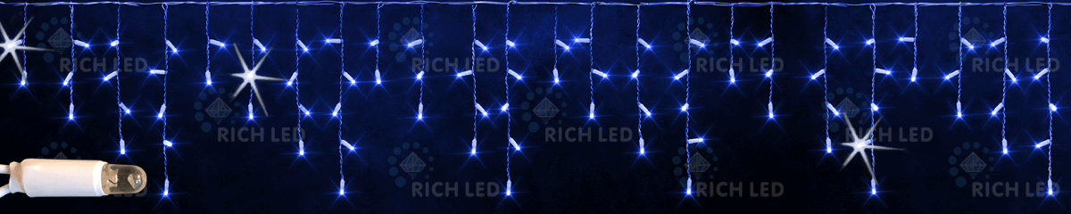 Светодиодная бахрома RichLed 3*0,5 м, 220 В, мерцание, резин, IP 65, герм. колпачок, цвет синий Качественная картинка Светодиодная бахрома RichLed 3*0,5 м, 220 В, мерцание, резин, IP 65, герм. колпачок, цвет синий