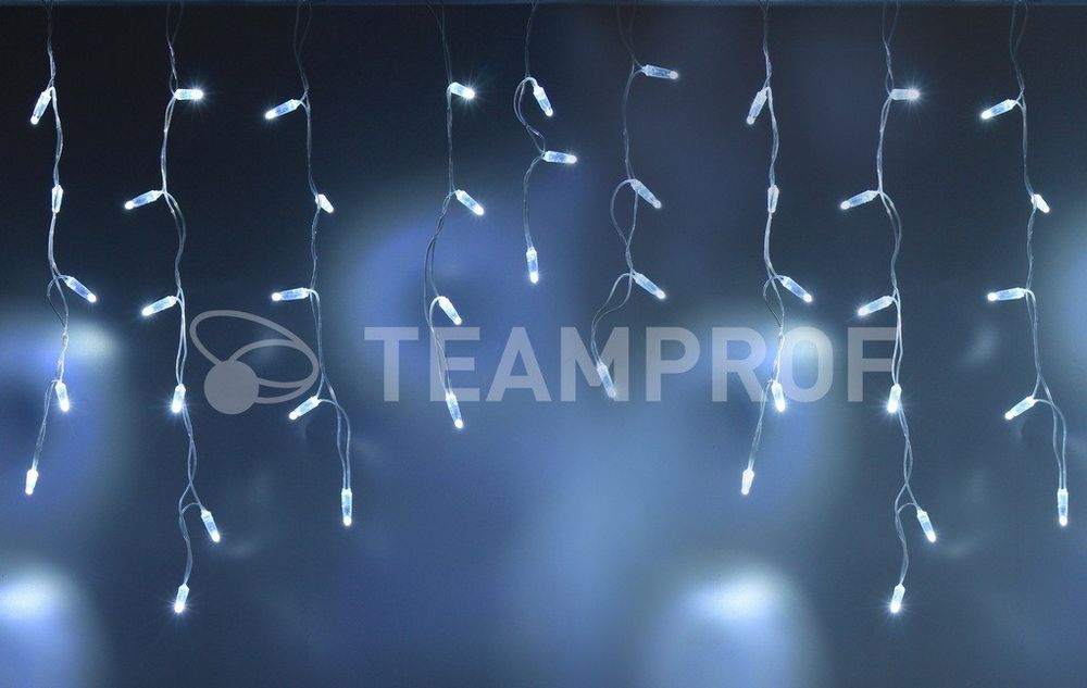 Светодиодная бахрома Teamprof 3х0.6м, IP65, герм.колп.,статика, прозрачный провод, белая Качественная картинка Светодиодная бахрома Teamprof 3х0.6м, IP65, герм.колп.,статика, прозрачный провод, белая