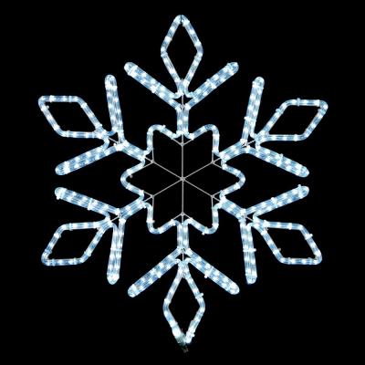 Светодиодная Снежинка Ø0,8м Белая, Дюралайт на Металлическом Каркасе, IP54