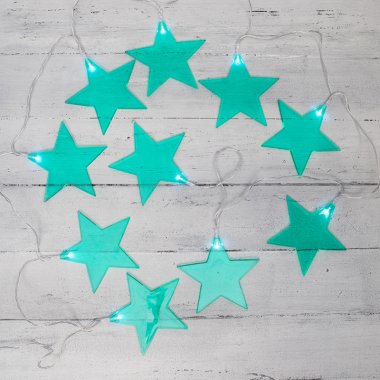 Гирлянда светодиодная Звездопад бирюзовая Neon-Night 2,25м, проз.ПВХ, IP20, 10LED, белый, 2хАА (нет)