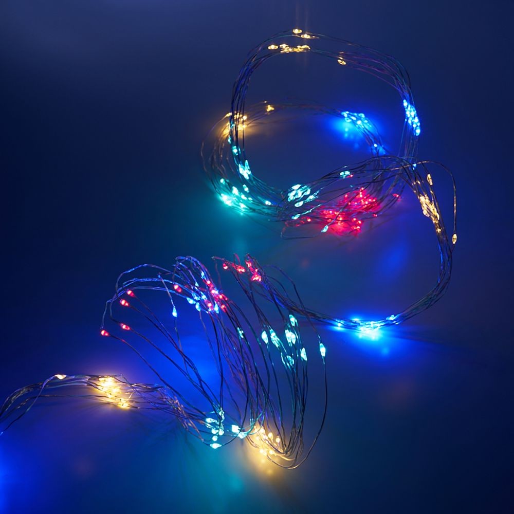 Качественная картинка Светодиодная гирлянда на елку Feron CL53, 200 LED, мульти, 10 веток* 20 лампочек, 2м + 1м шнур, IP20