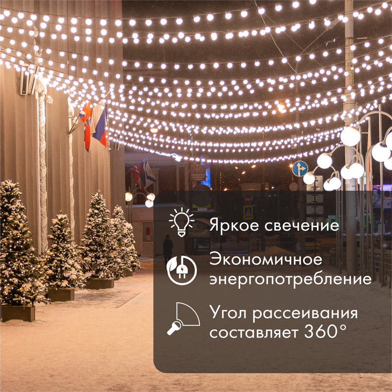 Качественная картинка Ретро-лампа филаментная G45, E27, 2 LED, 2Вт, ТЕПЛЫЙ БЕЛЫЙ, 230В, IP65 NEON-NIGHT