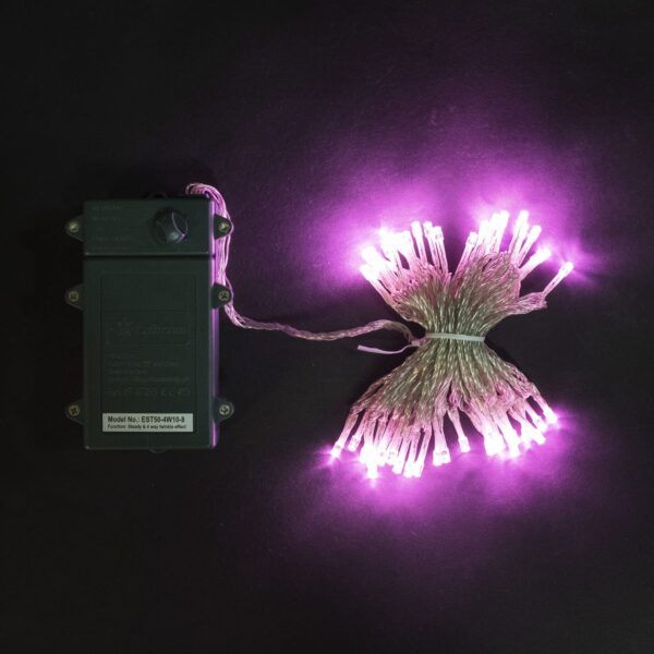 Качественная картинка Светодиодная нить Laitcom, на батар., с таймером 10м,3 бат. "D", 4,5V, прозр. пр., св розовый