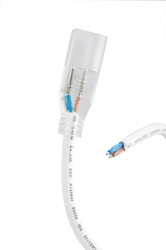 Качественная картинка Коннектор с проводом для одностороннего неона 8х16мм, провод каучук NEON-NIGHT