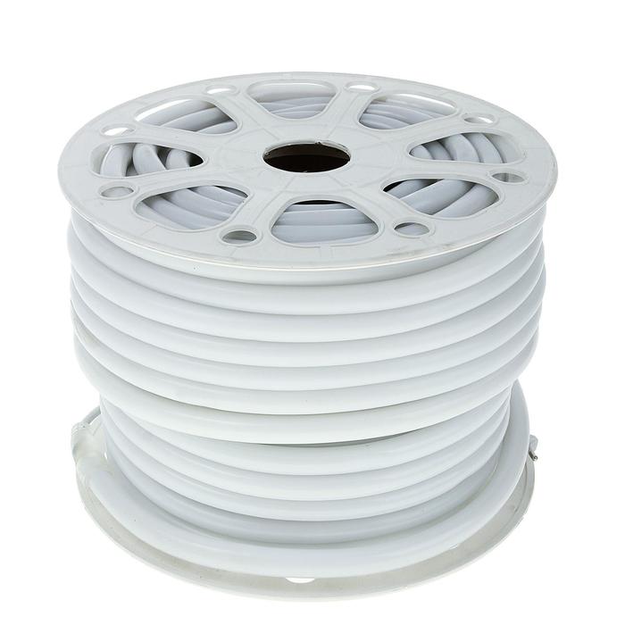 Качественная картинка Гибкий неон Luazon Lighting 16 мм круглый, IP67, 50 м, SMD2835, 120 LED/м, 220 В, свечение белое