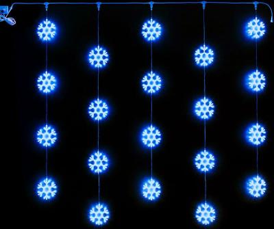 Светодиодный узорный занавес Rich LED Снежинки, 2*2, IP54, цвет синий