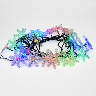 Качественная картинка Гирлянда светодиодная Снежинки Neon-Night 4,4 м, прозрачный ПВХ, IP 20, 30 LED, мульти, контроллер