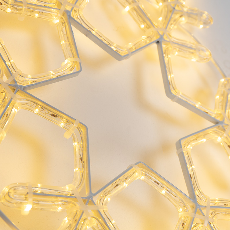 Качественная картинка Светодиодная фигура из дюралайта Снежинка 55x55см ТЕПЛЫЙ БЕЛЫЙ NEON-NIGHT