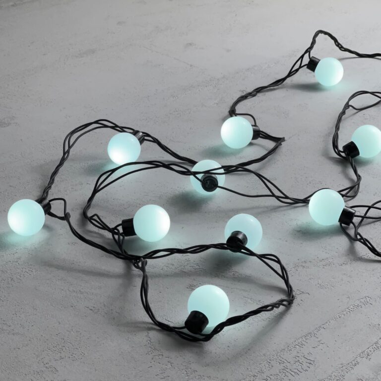 Качественная картинка Светодиодная гирлянда «Шарики» Laitcom 5м, 20 LED, Провод Черный Каучук, IP65