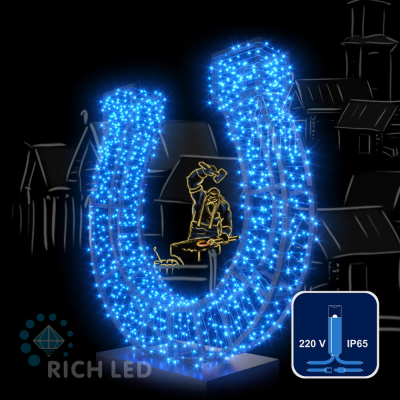 Светодиодные гирлянды RichLed Нить 10 м, 220 В, пост.свеч, IP 65, герм.колп, синий провод, синий