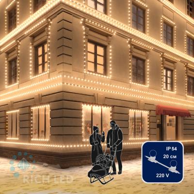 Светодиодный Белт-лайт RichLed, 2-х проводной, 220 В, белый провод, шаг 20 см, бухта 50 м.