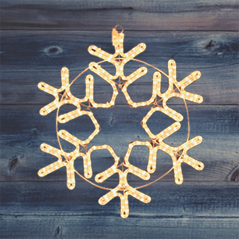 Качественная картинка Светодиодная фигура из дюралайта Снежинка 55x55см ТЕПЛЫЙ БЕЛЫЙ NEON-NIGHT