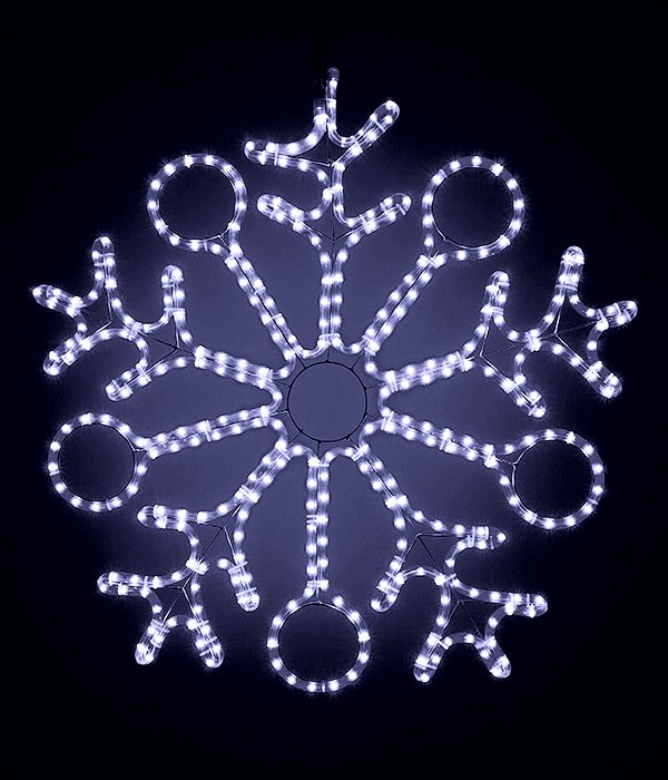 Качественная картинка Снежинка светодиодная "Пять Колец" Laitcom Ø0,9м Белая, Дюралайт на Металлическом Каркасе, IP54