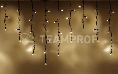 Светодиодная бахрома Teamprof 3х0.6м, IP65, герм.колп.,мерцание, черн. провод резина, теплая белая