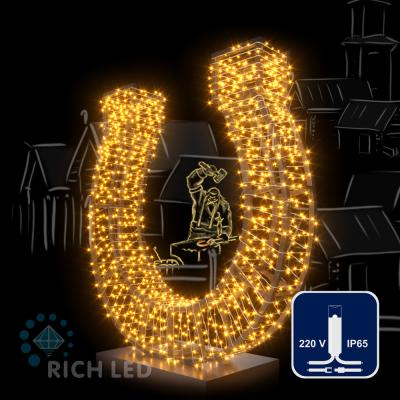 Светодиодные гирлянды RichLed Нить 10 м, 220 В, статика, IP65, герм. колп, белый пр, желтый