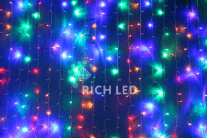 Качественная картинка Светодиодный занавес RichLed, 2*1,5 м облегченный, 220 В, IP54, мерцание, мульти цвет
