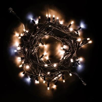 Светодиодная нить с колпачком Laitcom, 10м, 220В, 75 LED, провод черный каучук, IP65, т.белый с мерц