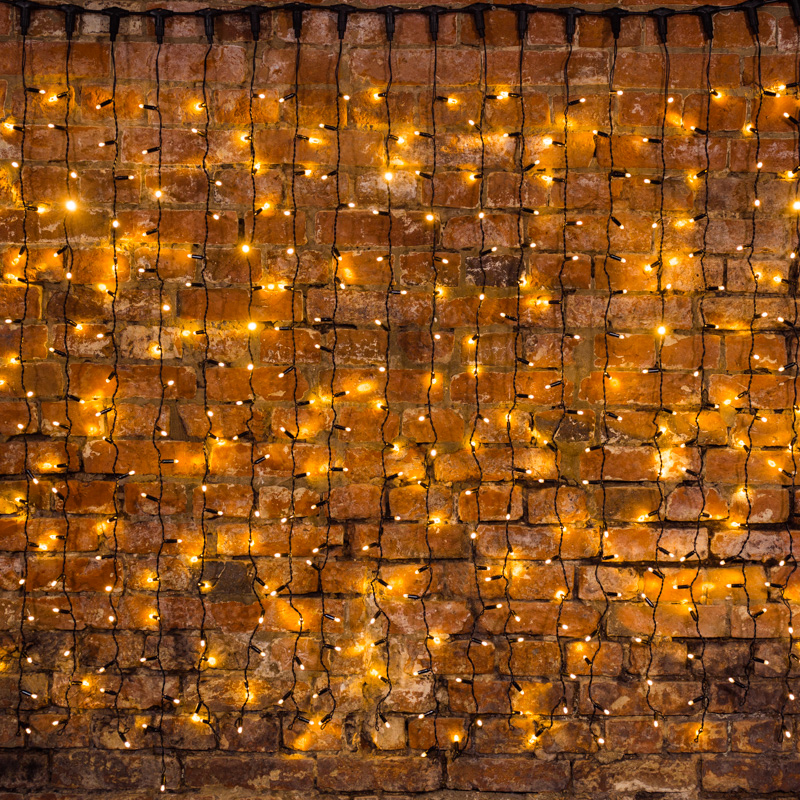 Качественная картинка Светодиодный занавес NEON-NIGHT 2х3м ТЕПЛЫЙ БЕЛЫЙ, черный ПВХ, IP65, постоянное свечение, 230В