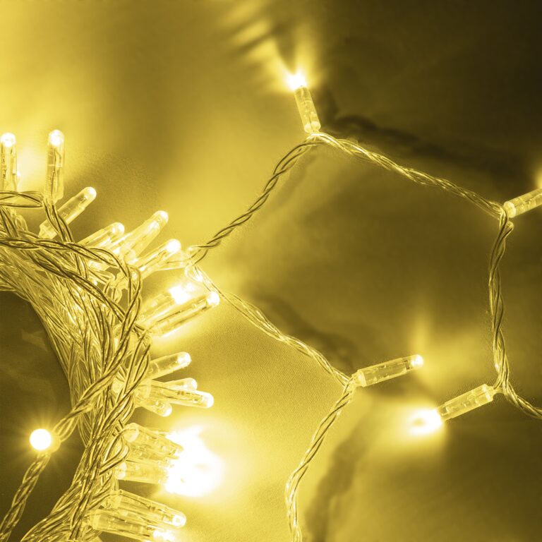 Качественная картинка Светодиодная нить Laitcom, с колпачком 10м, 100 LED, 24V, IP65, прозр. пр., шампань